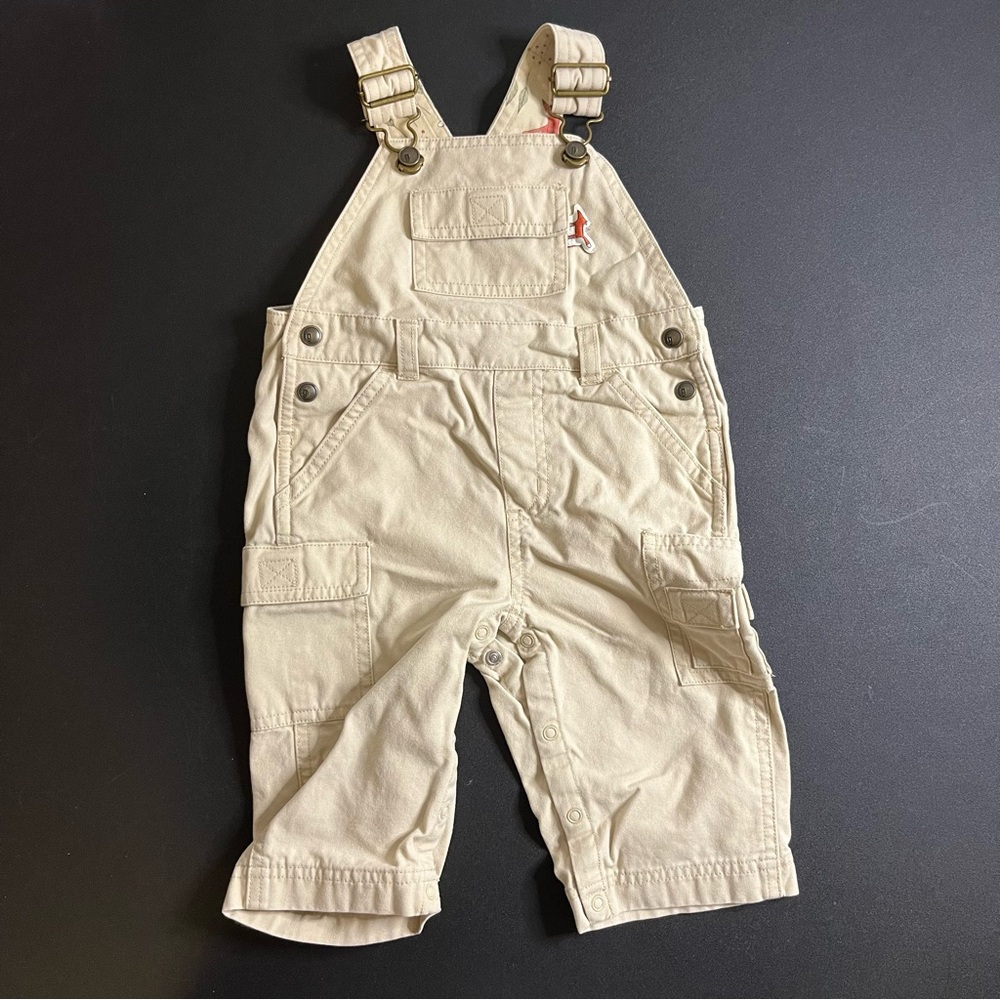 gymboree trail mix khaki overalls size 6-12 months; vintage